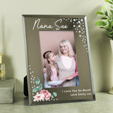 Personalised Floral and Diamante Glass Photo Frame
