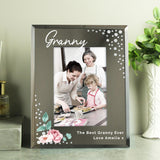 Personalised Floral and Diamante Glass Photo Frame