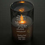 Life & Love Memorial Smoked Glass LED Candle - The Flower & Gift Yard