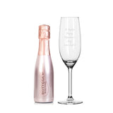 Personalised Flute & Mini Rose Bottega Prosecco Set - The Flower & Gift Yard