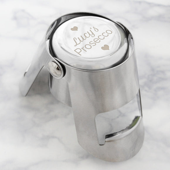 Personalised Heart Motif Prosecco Bottle Stopper - The Flower & Gift Yard