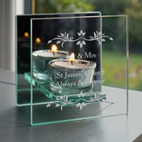 Personalised Mirrored Glass Tea Light Holder - The Flower & Gift Yard