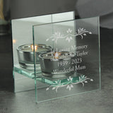 Personalised Mirrored Glass Tea Light Holder - The Flower & Gift Yard
