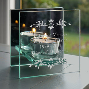 Personalised Mirrored Glass Tea Light Holder - The Flower & Gift Yard