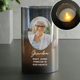 Personalised Smoked Glass LED Memorial Candle with Photo - The Flower & Gift Yard