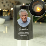 Personalised Smoked Glass LED Memorial Candle with Photo - The Flower & Gift Yard