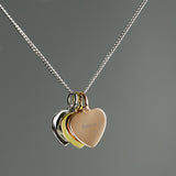 Personalised Triple Heart Necklace in Sterling Silver, Gold, and Rose Gold - The Flower & Gift Yard