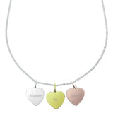 Personalised Triple Heart Necklace in Sterling Silver, Gold, and Rose Gold - The Flower & Gift Yard