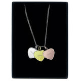 Personalised Triple Heart Necklace in Sterling Silver, Gold, and Rose Gold - The Flower & Gift Yard