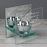 Personalised Life & Love Mirrored Glass Tea Light Candle Holder