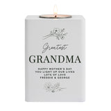 Personalised Floral Wooden Tealight Holder