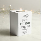 Personalised Floral Wooden Tealight Holder