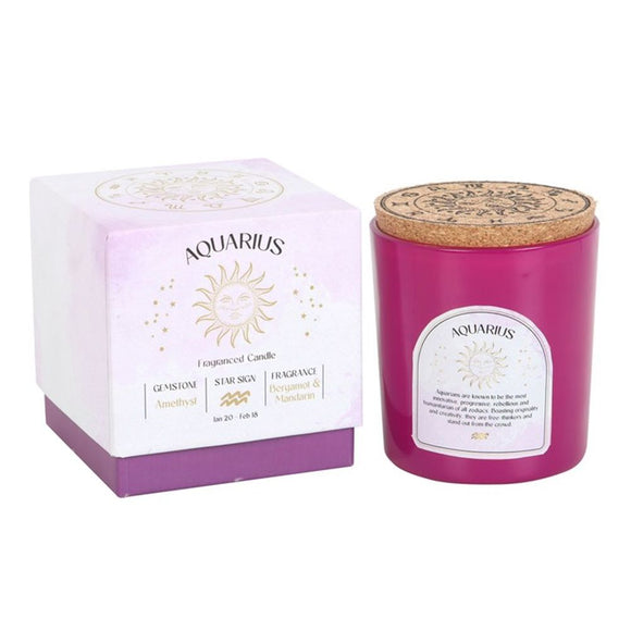 Aquarius Bergamot & Mandarin Gemstone Zodiac Candle - The Flower & Gift Yard