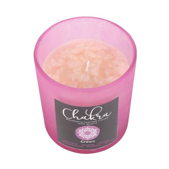 Crown Chakra Blackberry Crystal Chip Candle - The Flower & Gift Yard