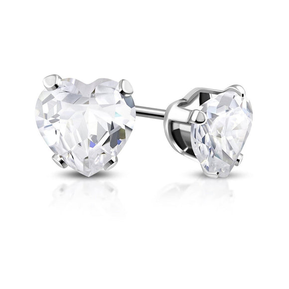 Cubic Zirconia Heart Stud Earrings - The Flower & Gift Yard