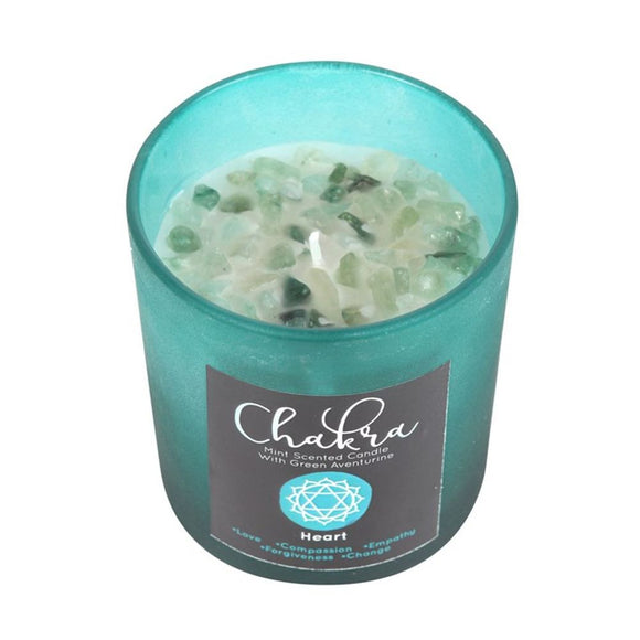 Heart Chakra Mint Crystal Chip Candle - The Flower & Gift Yard