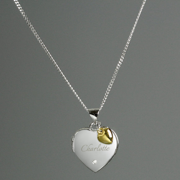 Heart Locket Necklace with Diamond and 9ct Gold Charm - The Flower & Gift Yard