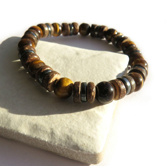 Men's Tigers Eye Beaded Bracelet - The Flower & Gift Yard