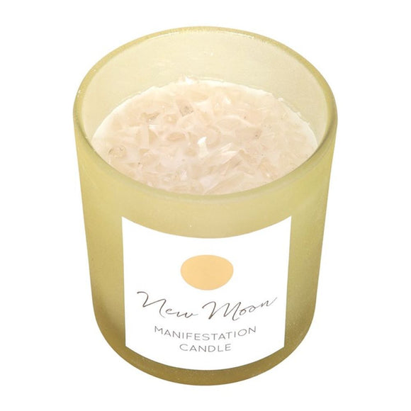 New Moon Wild Orange Manifestation Candle with Clear Quartz - The Flower & Gift Yard