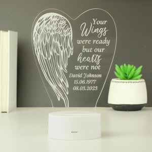 Personalised Angel Wings Memorial LED Light - The Flower & Gift Yard