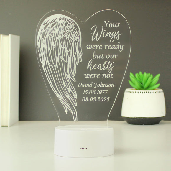 Personalised Angel Wings Memorial LED Light - The Flower & Gift Yard