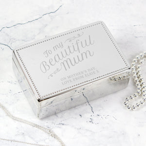 Personalised Beautiful Mum Rectangular Jewellery Box - The Flower & Gift Yard
