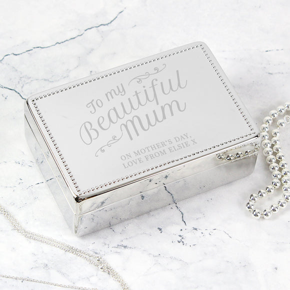 Personalised Beautiful Mum Rectangular Jewellery Box - The Flower & Gift Yard