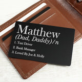 Personalised Black Wallet Card - The Flower & Gift Yard