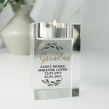 Personalised Botanical Memorial Glass Tealight Holder - The Flower & Gift Yard