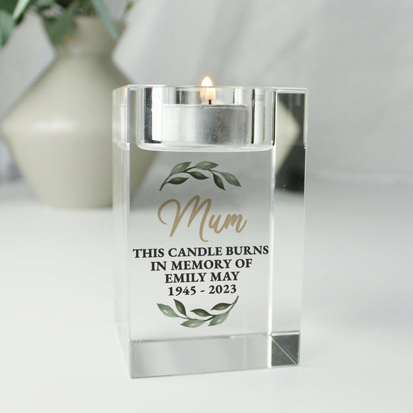Personalised Botanical Memorial Glass Tealight Holder - The Flower & Gift Yard