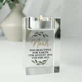Personalised Botanical Memorial Glass Tealight Holder - The Flower & Gift Yard