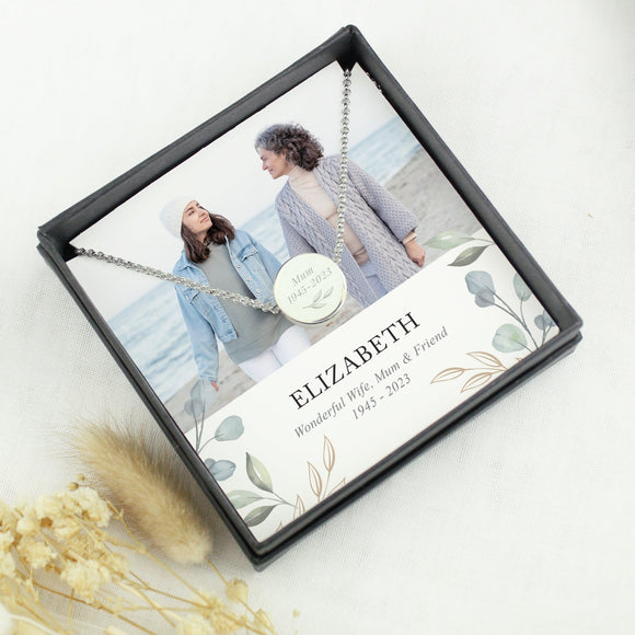 Personalised Botanical Memorial Photo Upload Necklace and Box - The Flower & Gift Yard