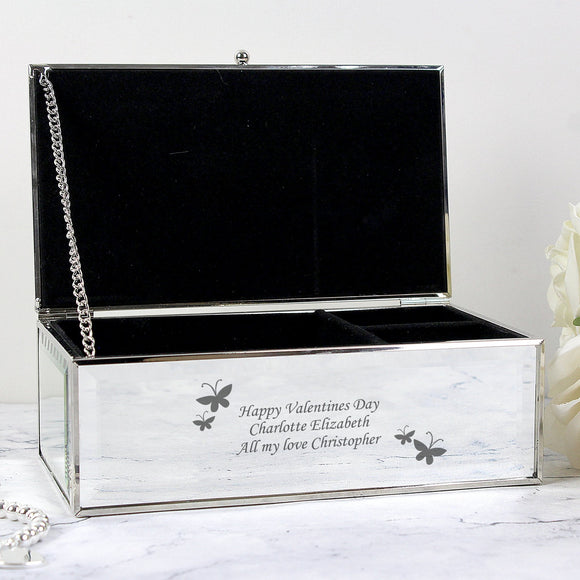 Personalised Butterflies Mirrored Jewellery Box - The Flower & Gift Yard