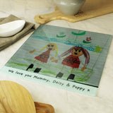 Personalised Childrens Drawing Glass Chopping Board/Worktop Saver - The Flower & Gift Yard