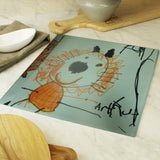 Personalised Childrens Drawing Glass Chopping Board/Worktop Saver - The Flower & Gift Yard