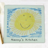 Personalised Childrens Drawing Glass Chopping Board/Worktop Saver - The Flower & Gift Yard