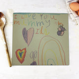 Personalised Childrens Drawing Glass Chopping Board/Worktop Saver - The Flower & Gift Yard