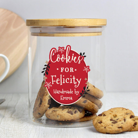 Personalised Christmas Glass Jar with Bamboo Lid - The Flower & Gift Yard