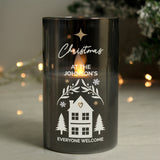 Personalised Christmas Smoked Glass LED Candle - The Flower & Gift Yard