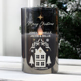 Personalised Christmas Smoked Glass LED Candle - The Flower & Gift Yard