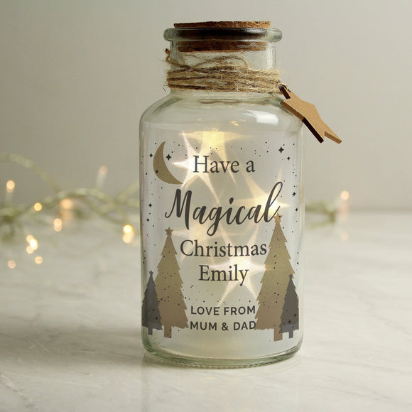 Personalised Christmas Tree LED Glass Jar - The Flower & Gift Yard