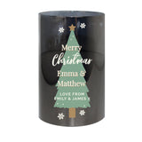Personalised Christmas Tree Smoked Glass LED Candle - The Flower & Gift Yard