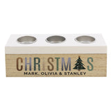 Personalised Christmas Tree Triple Tea Light Box - The Flower & Gift Yard