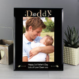 Personalised Daddy Black Glass 5x7 Photo Frame - The Flower & Gift Yard