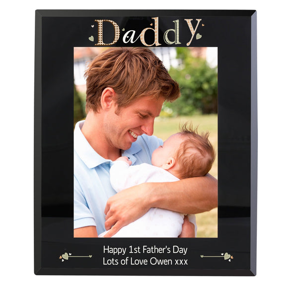 Personalised Daddy Black Glass 5x7 Photo Frame - The Flower & Gift Yard