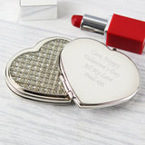 Personalised Diamante Heart Compact Mirror - The Flower & Gift Yard