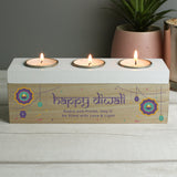 Personalised Diwali Triple Tealight Holder - The Flower & Gift Yard