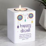 Personalised Diwali Wooden Tealight Holder - The Flower & Gift Yard