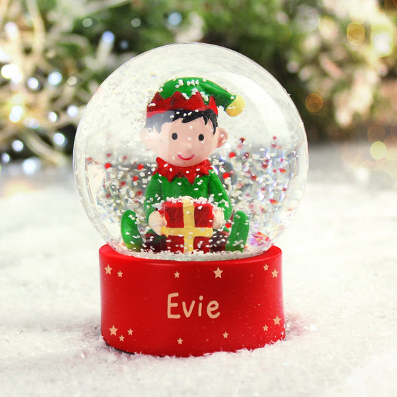 Personalised Elf Glitter Snow Globe - The Flower & Gift Yard