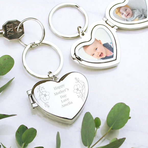 Personalised Floral Heart Photo keyring - The Flower & Gift Yard